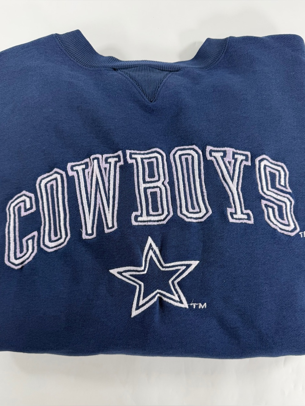 Vintage 90s Logo 7 Dallas Cowboys Embroidered Crewneck Sweatshirt XL NFL Blue